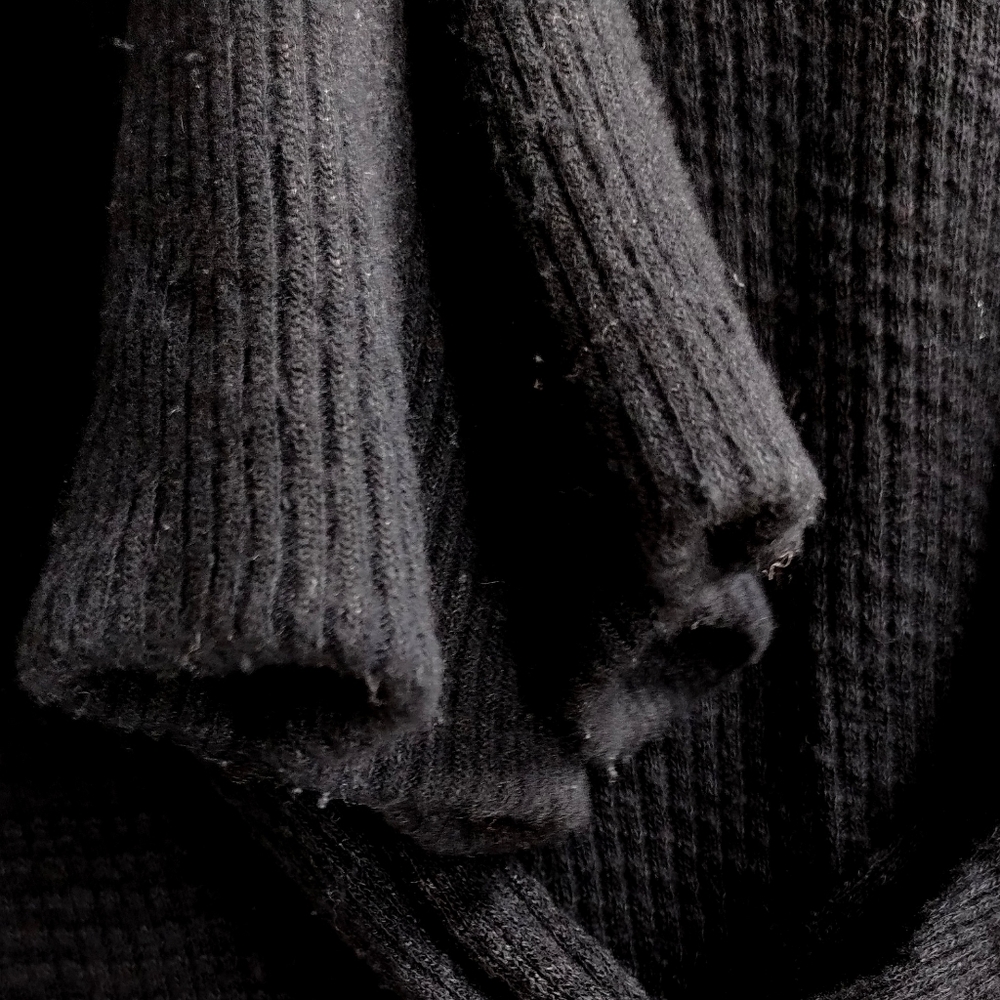 Free People Black Waffle Thermal Lace Neck Top - Picture 6 of 15